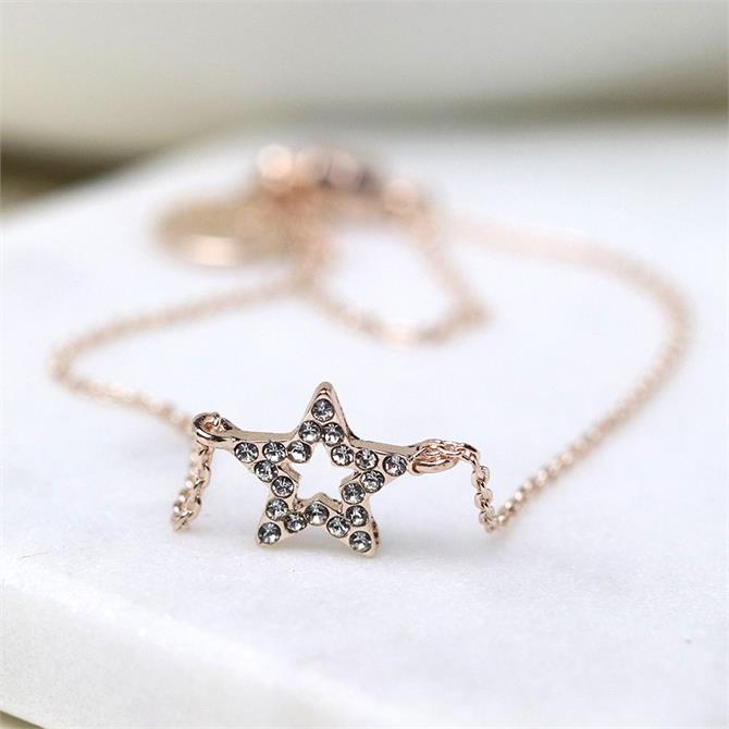Peace of Mind Rose Gold Plated Fine Chain and Crystal Star Bracelet